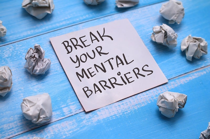 a graphic with the words break your mental barriers